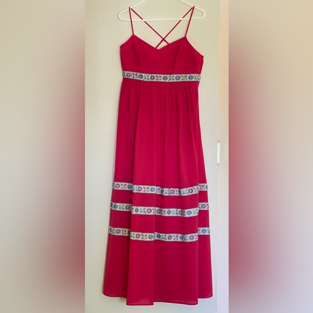 Belle Badgley Mischka Francine Barberry Maxi Dress Size 8